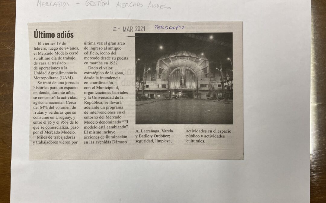 Diario Periscopio, Montevideo. 2021/03. «Ultimo adiós»