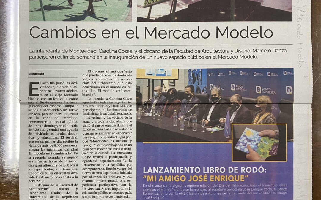 Diario La República, Montevideo. 2021/10/5. «Cambios en el Mercado Modelo»