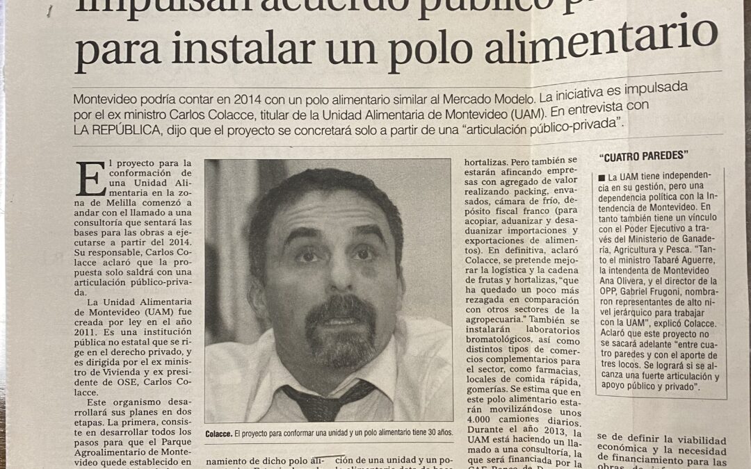 Diario La República, Montevideo. 2013/01/13. «Impulsan acuerdo público privado para instalar un polo alimentario»