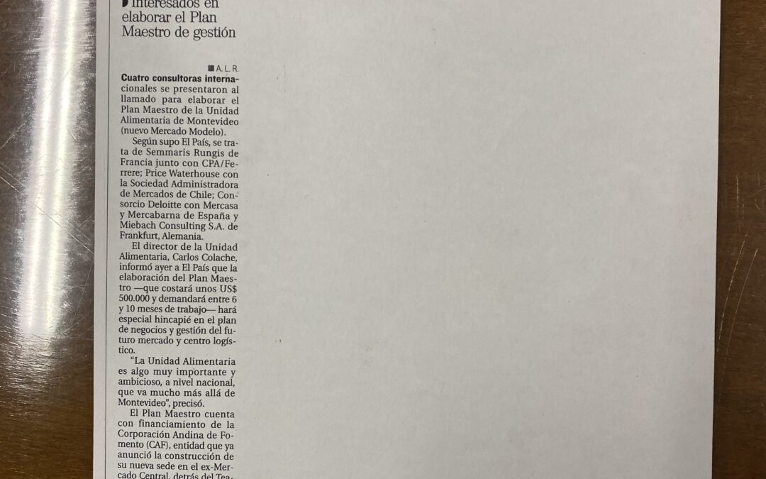 Diario El Pais, Montevideo. 2013/032/06. «Nuevo Mercado cuatro oferentes»