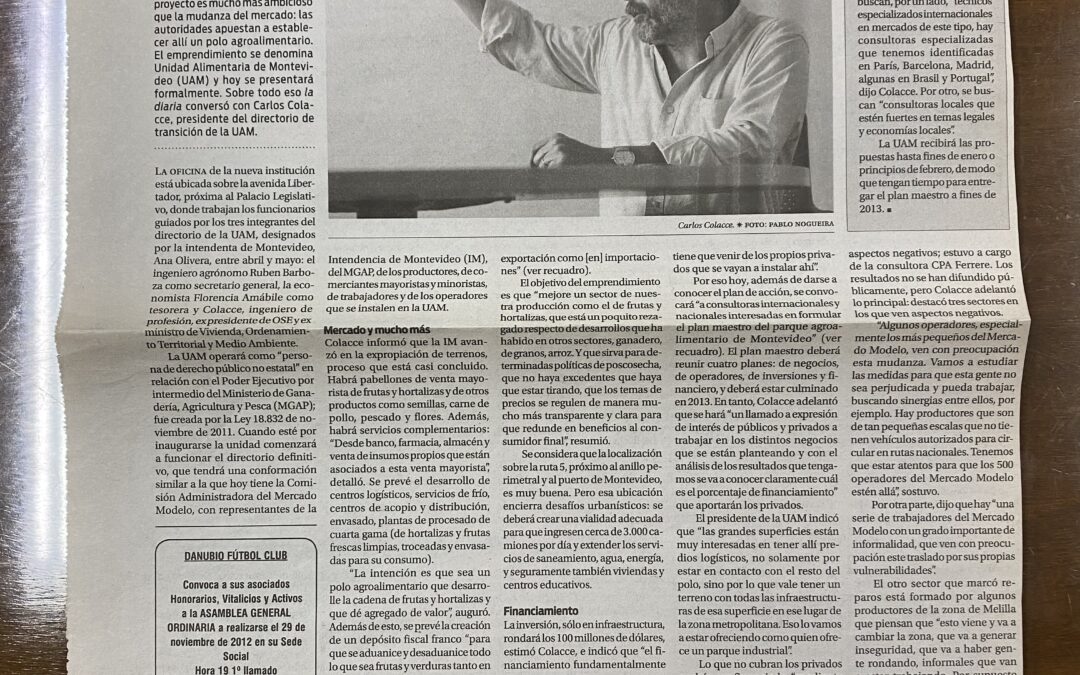 Diario La Diaria, Montevideo. 2012/11/27 / «Menú ampliado»