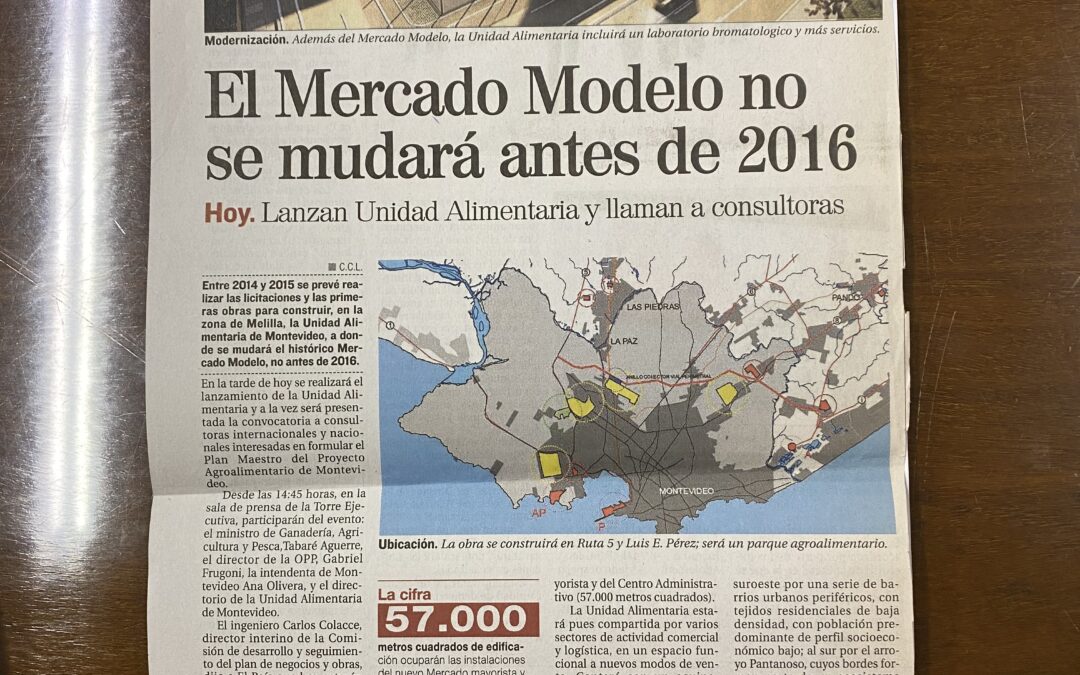 Diario El Pais, Montevideo. 2012/11/27. «El Mercado Modelo no se mudará antes de 2016»