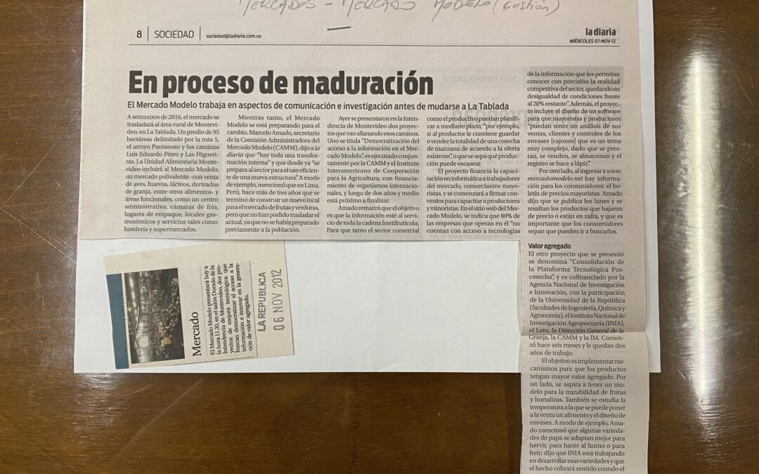 Diario La Diaria, Montevideo. 2012/11/07. «En proceso de maduración»