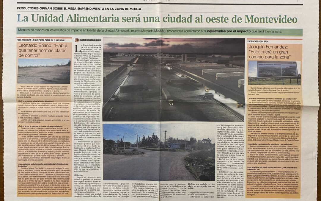 Diario La República, Montevideo .2012/07/05. «La Unidad Alumentaria será una ciudad al oeste de Montevideo»