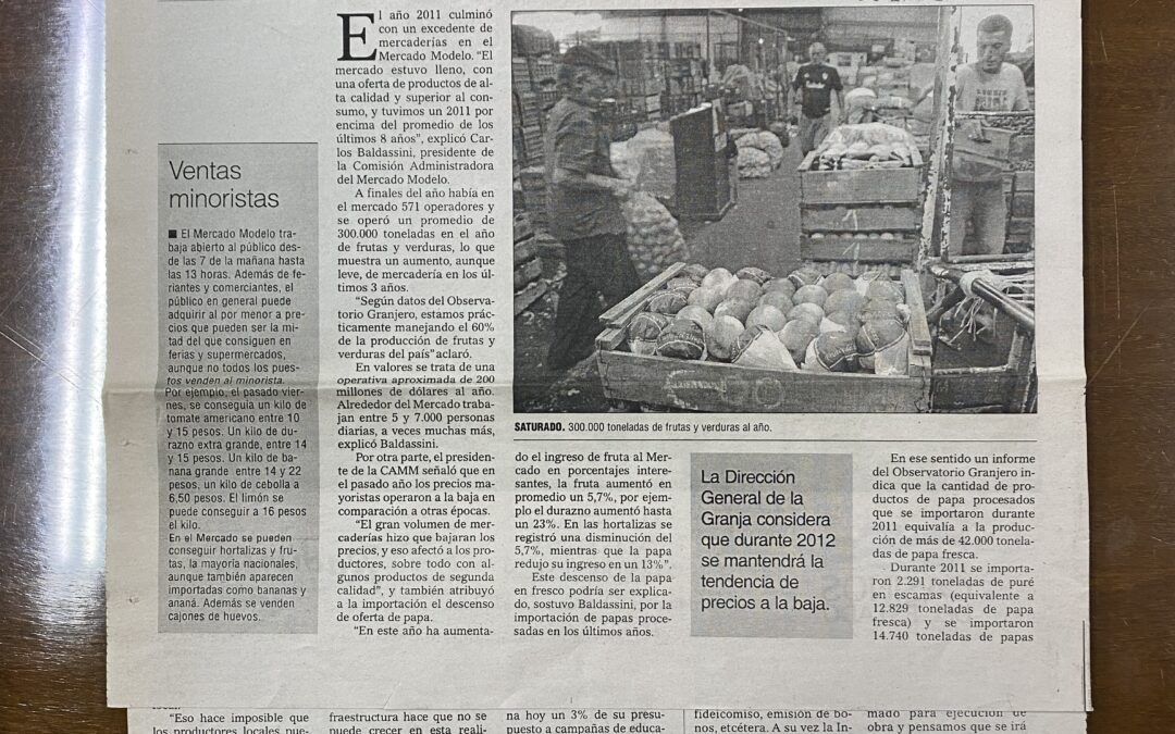 Diario La República, Montevideo. 2012/01/30. «Un saturado Mercado Modelo se prepara para una nueva vida»