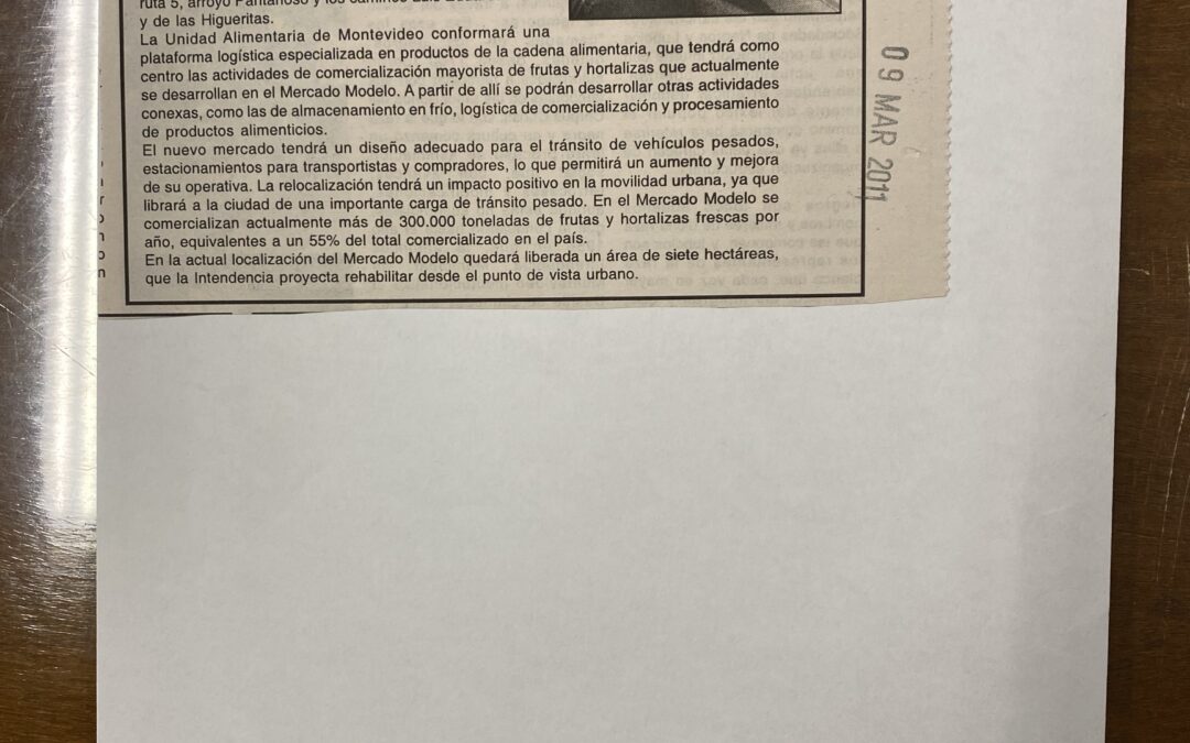 Diario Cosmopolis, Montevideo. 2011/03/09. «IM estudiará impacto económico del Polo Alimentario»