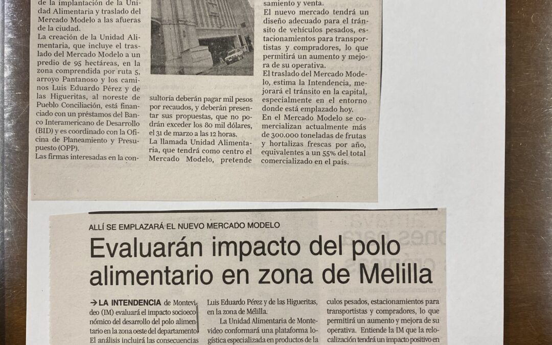 Diario Ultimas Noticias, Montevideo. 2011/03/19 / «Evaluarán impacto del polo alimenatario en zona de Melilla»