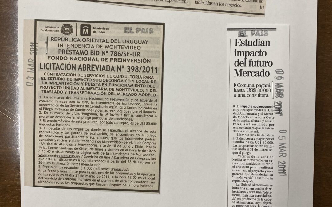 Diario El Pais, Montevideo. 2011/03/03 / «Prestamo BID nº786/SF-UR, licitaciòn abreviada nº398/2011»