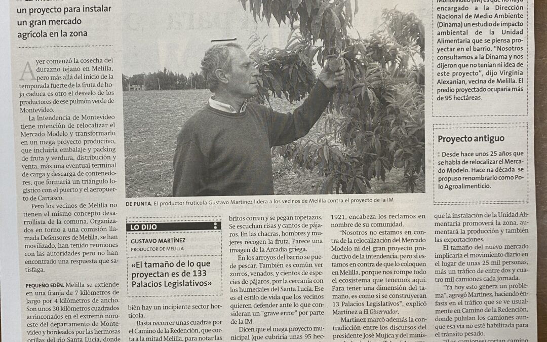 Diario El Observador, Montevideo. 2010/11/09. «Vecinos de Melilla defienden el último rincón verde»