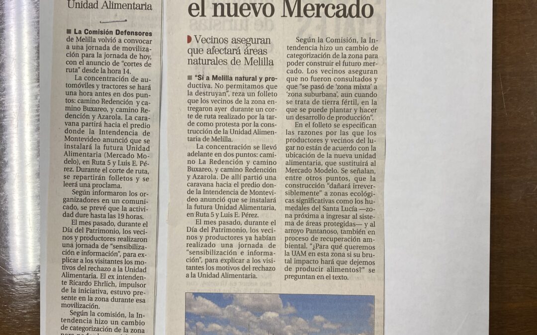 Diario El Pais, Montevideo. 2010/10/30. «Vecinos de Melilla cortan la ruta hoy»