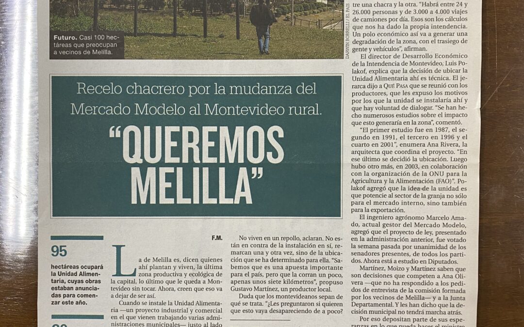 Diario El Pais, Montevideo. 2010/10/09. «Queremos Melilla»