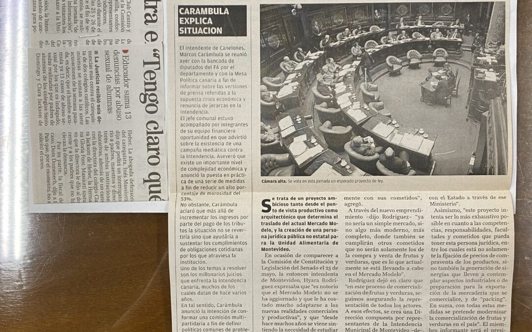 Diario La República, Montevideo. 2010/09/21. «Senado tratará hoy proyecto que crea la Unidad Alimentaria de Montevideo»