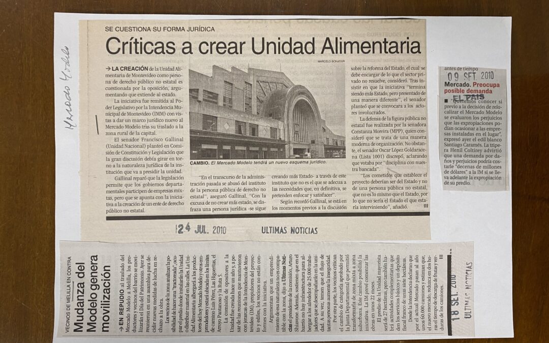 Diario Ultimas Noticias, Montevideo. 2010/07/24. «Criticas a crear Unidad Alimentaria»