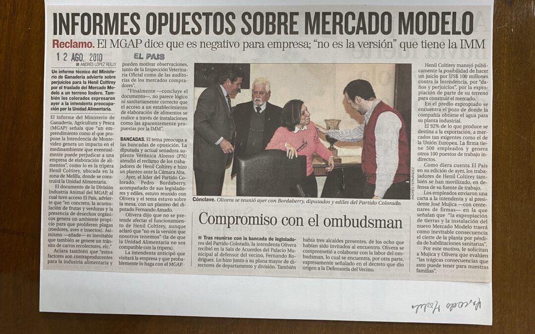 Diario El Pais, Montevideo. 2010/08/12. «Informes opuestos sobre Mercado Modelo»