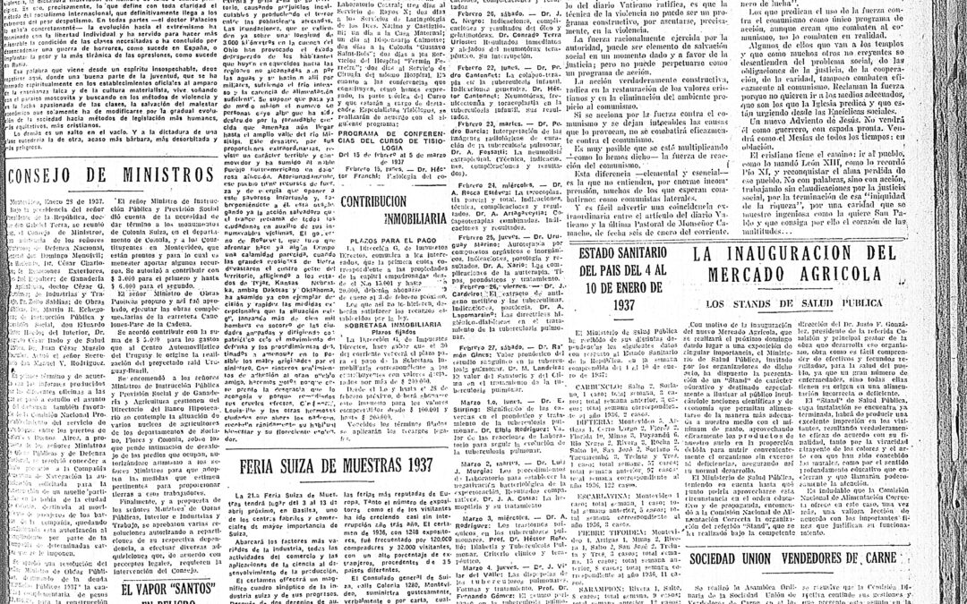 Diario El Bien Público, Montevideo. 1937/01/29. «SE ESPERA CON INTERES LA INAUGURACION DE LA EXPOSICION NACIONAL DE AGRICULTURA»