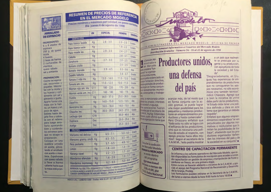 «MERCADO MODELO. Boletín Semanal Informativo a Usuarios del Mercado Modelo» Número 54