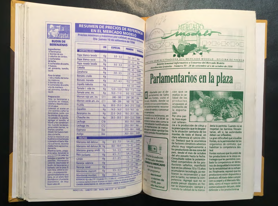 «MERCADO MODELO. Boletín Semanal Informativo a Usuarios del Mercado Modelo» Número 59