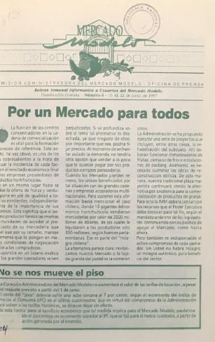 «MERCADO MODELO. Boletín Semanal Informativo a Usuarios del Mercado Modelo» Número 6