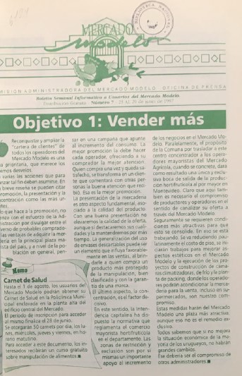 «MERCADO MODELO. Boletín Semanal Informativo a Usuarios del Mercado Modelo» Número 7