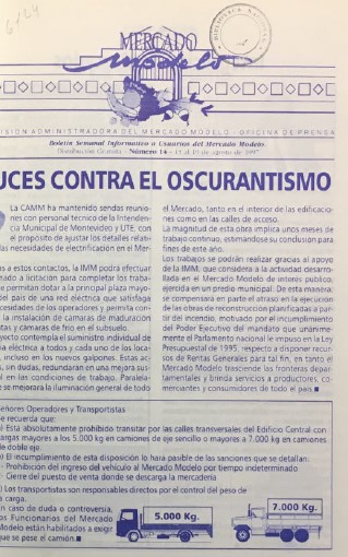 «MERCADO MODELO. Boletín Semanal Informativo a Usuarios del Mercado Modelo» Número 14