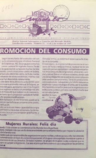 «MERCADO MODELO. Boletín Semanal Informativo a Usuarios del Mercado Modelo» Número 21