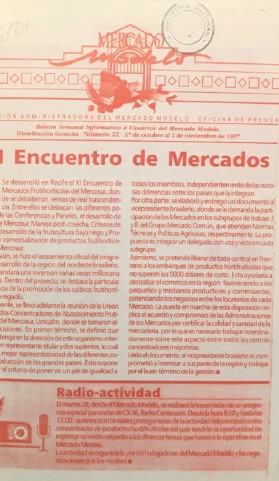 «MERCADO MODELO. Boletín Semanal Informativo a Usuarios del Mercado Modelo» Número 22